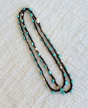 Long Kingman Turquoise Nugget and Sterling Necklace by J Leslie Designs 38"