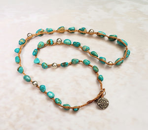 Kingman Turquoise and Sterling Necklace 20" J Leslie Designs