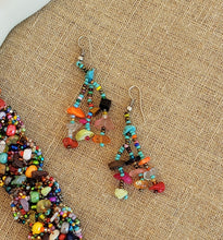 Seed Bead and Stone 3 Strand Earring in Multi