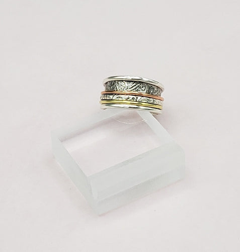Sterling Silver Embossed SPINNER Ring