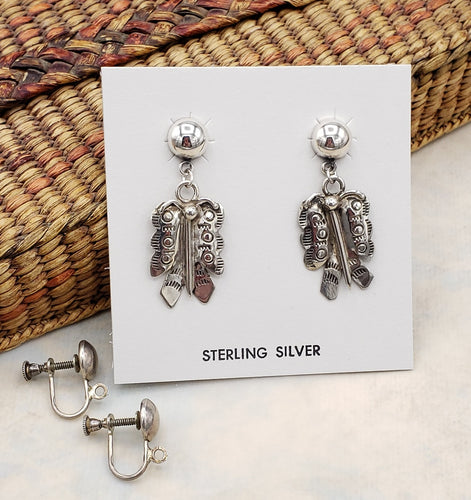 Vintage Sterling Native Style Butterfly Earrings